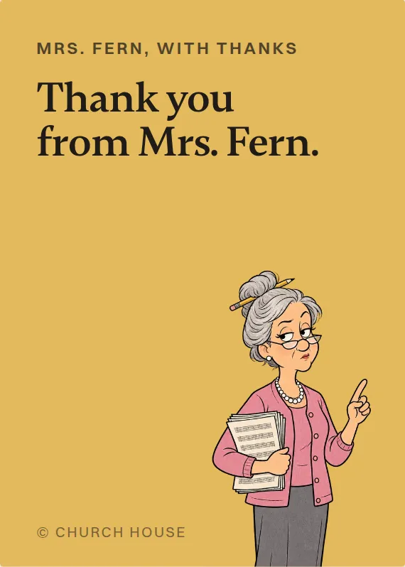 Mrs. Fern thank you card: Thank you from Mrs. Fern.