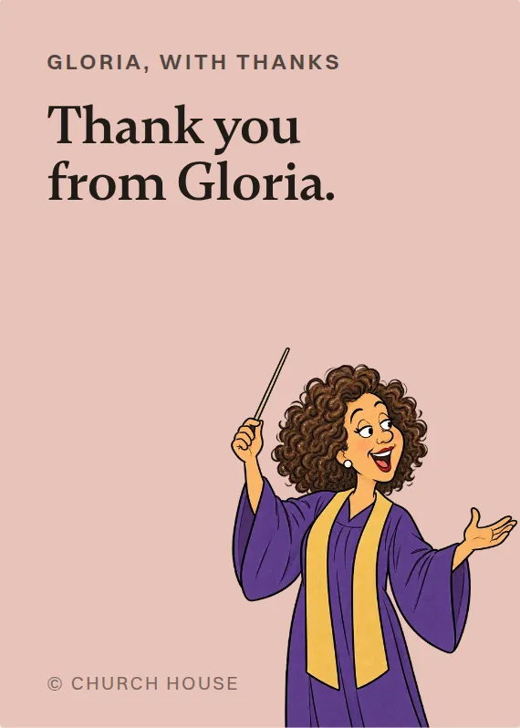 Gloria thank you card: Thank you from Gloria.