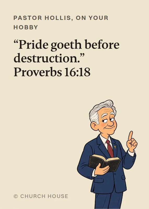 Pastor Hollis hurt doing a hobby card: “Pride goeth before destruction.” Proverbs 16:18